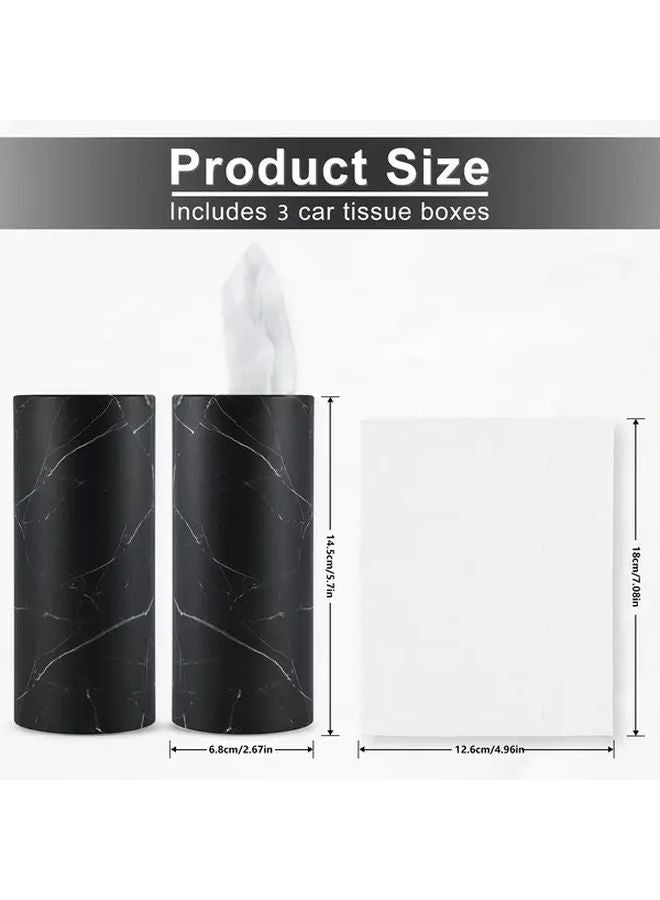 White Marble Car Cup Holder Tissue Dispenser Compact Round Design - Image 4